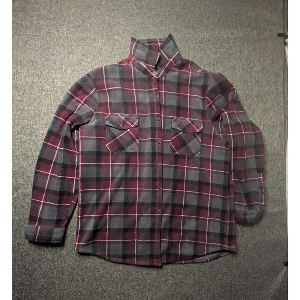 Freedom Foundry Fleece Sherpa Lined Flannel Red Gray XXL Button Shirt Jacket Men